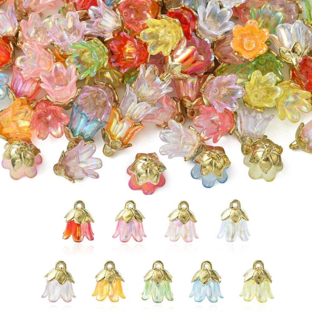 8200 90 Pcs Acrylic Flower Charms for Jewelry Making Lily of the Valley
